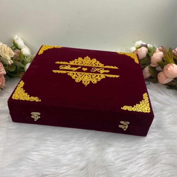 Merun Premium Velvet Nikah Box – Elegant Packaging for Nikah Combo Set